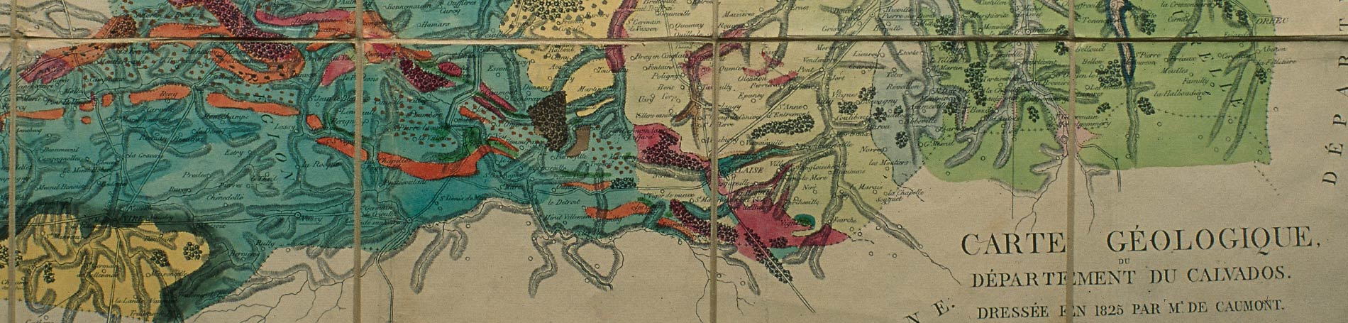 Extrait de la carte géologique du Calvados, dressée en 1825. © BRGM