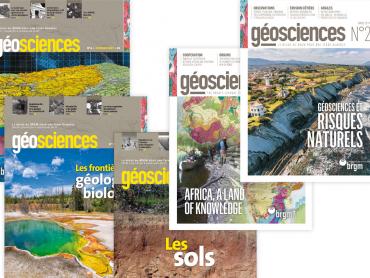 Quelques couvertures des numéros de la revue Géosciences publiés depuis 2005.